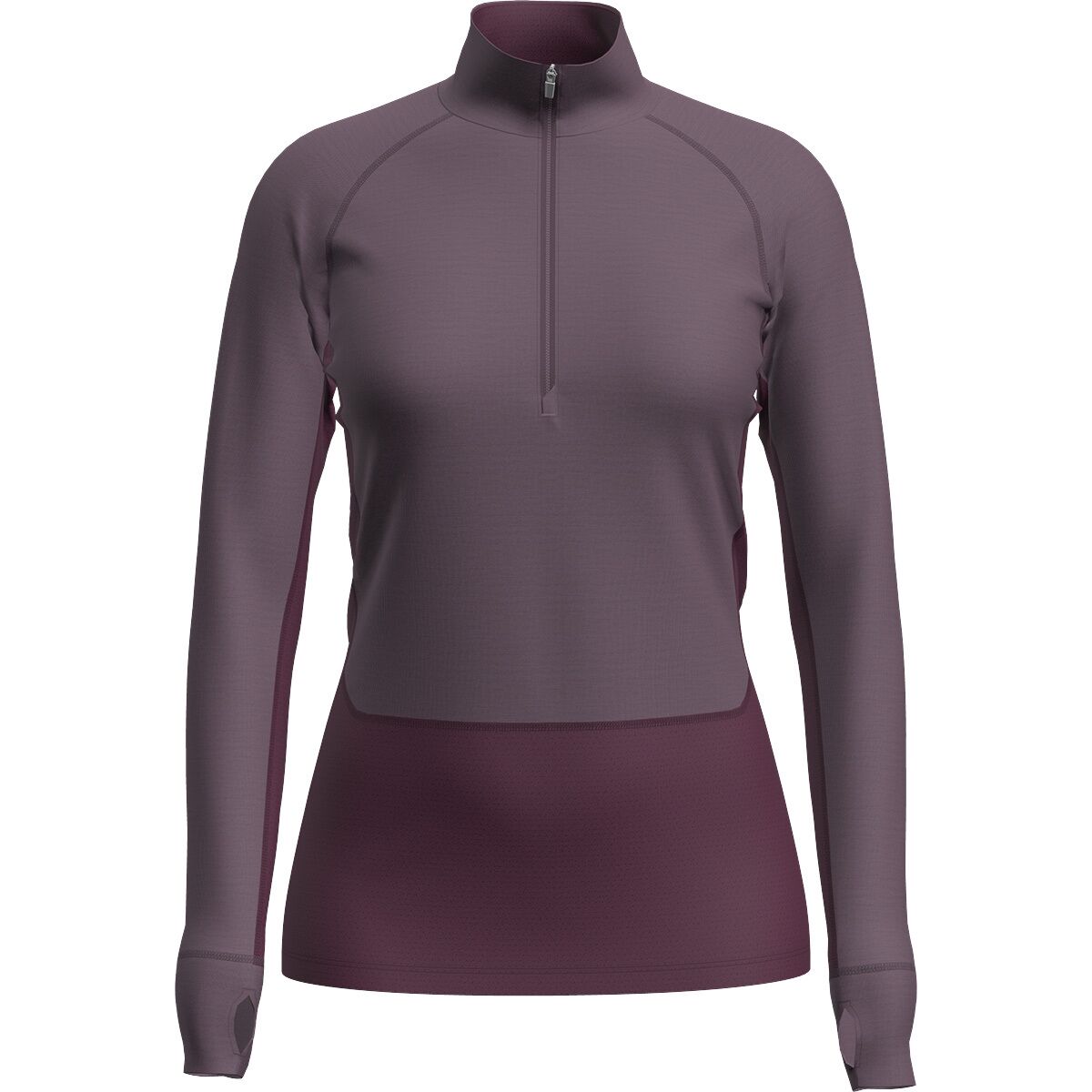 Image of Icebreaker Merino 200 ZoneKnit Long-Sleeve 1/2-Zip Top - Women's Dark Berry/Grey Plum/CB, XL