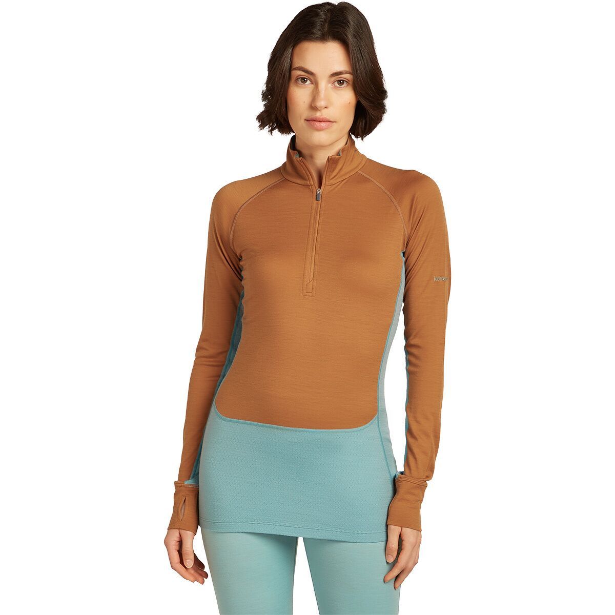 Image of Icebreaker Merino 200 ZoneKnit Long-Sleeve 1/2-Zip Top - Women's Hydro/Trail/Cb, M