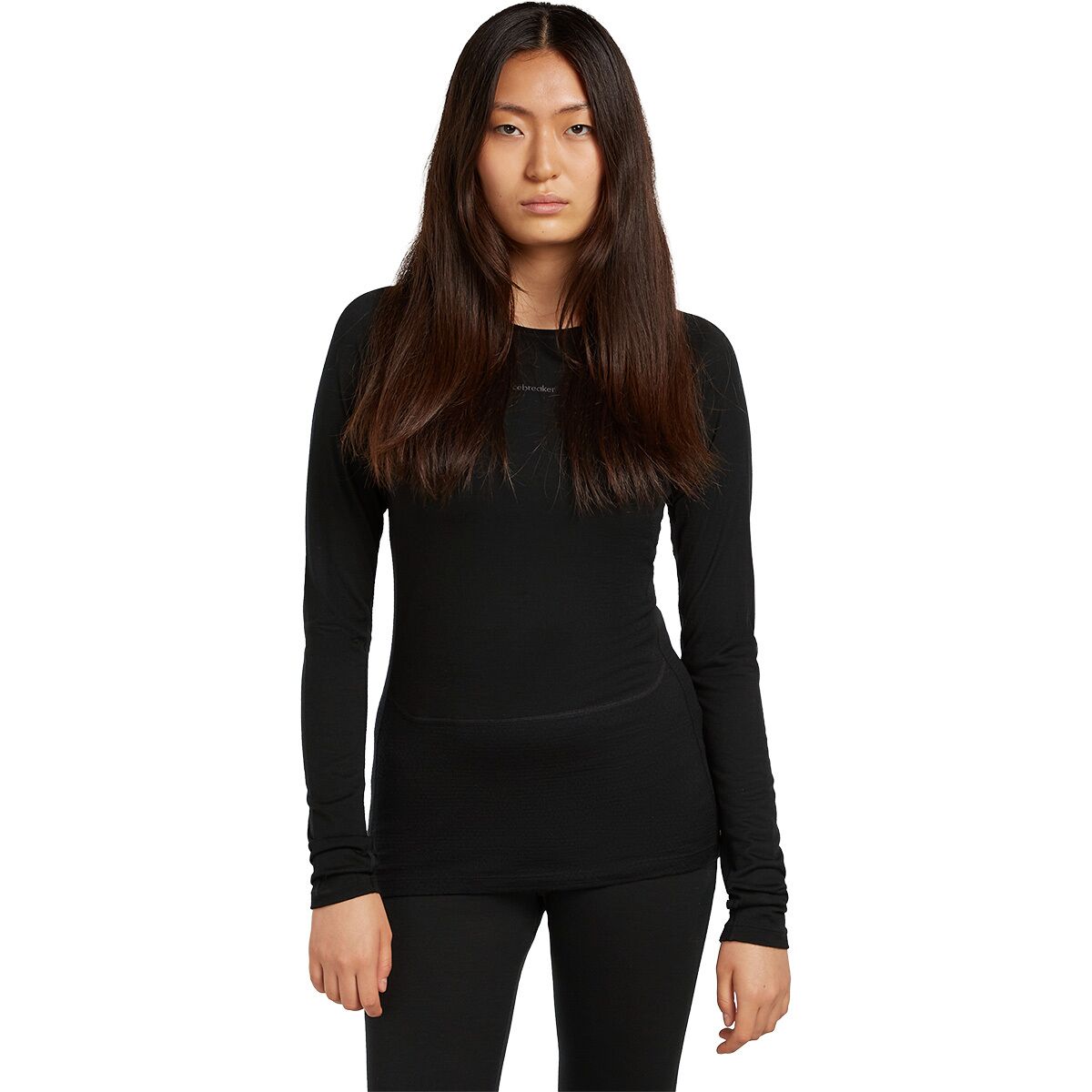 Image of Icebreaker Merino 200 ZoneKnit Long-Sleeve Crew Baselayer Top - Women's Black, XL
