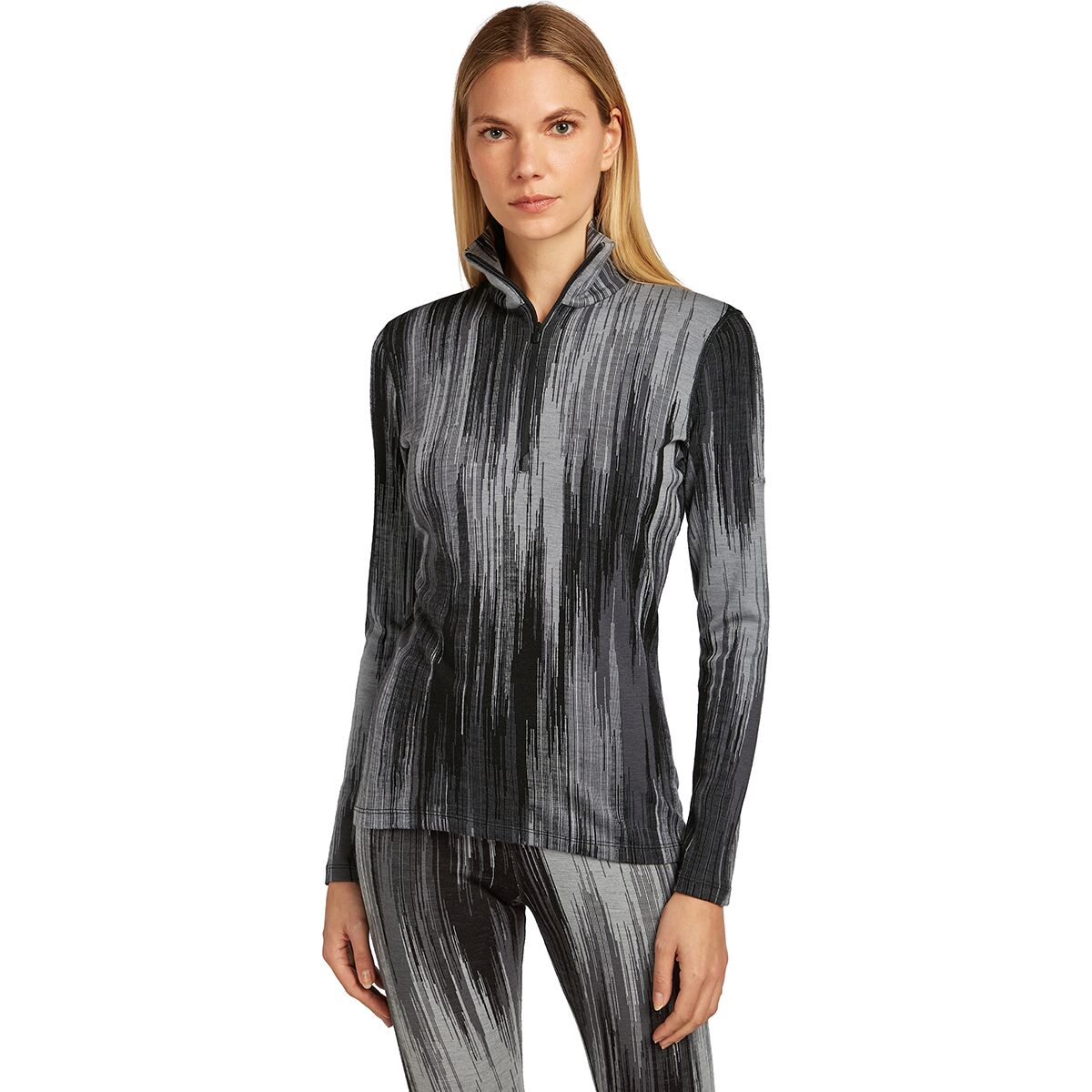 Image of Icebreaker Merino 260 Tech Vertex LS 1/2-Zip Top GRX1 - Women's Black/Snow/ Obsidian/Alloy/J, M