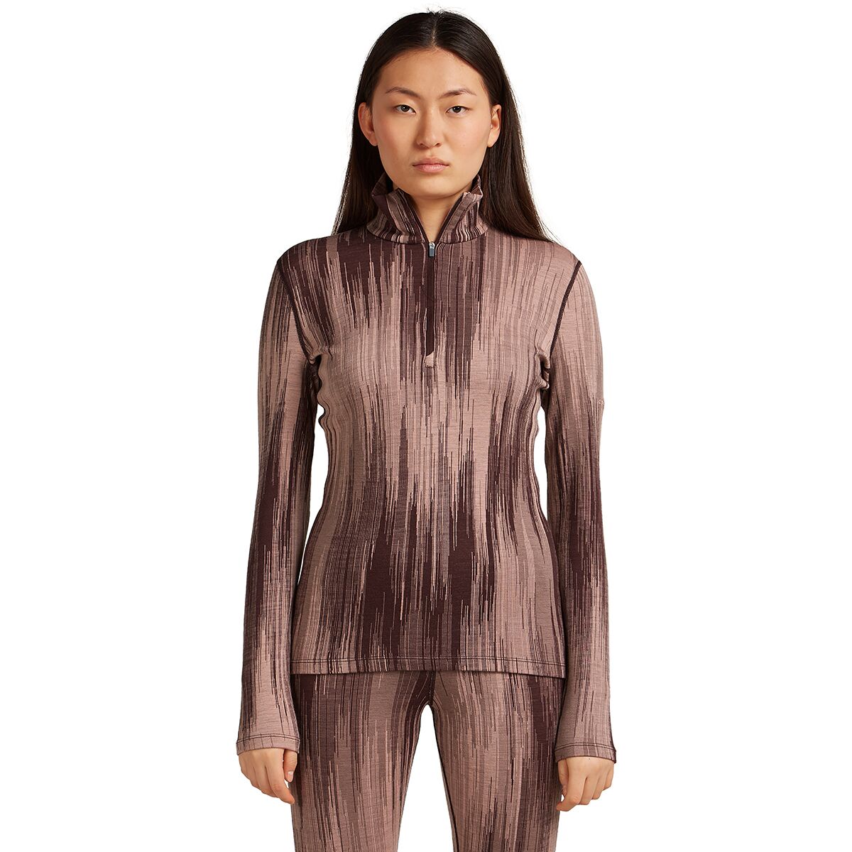 Image of Icebreaker Merino 260 Tech Vertex LS 1/2-Zip Top GRX1 - Women's Java/Acid Pink/Summit/Blush/J, XS