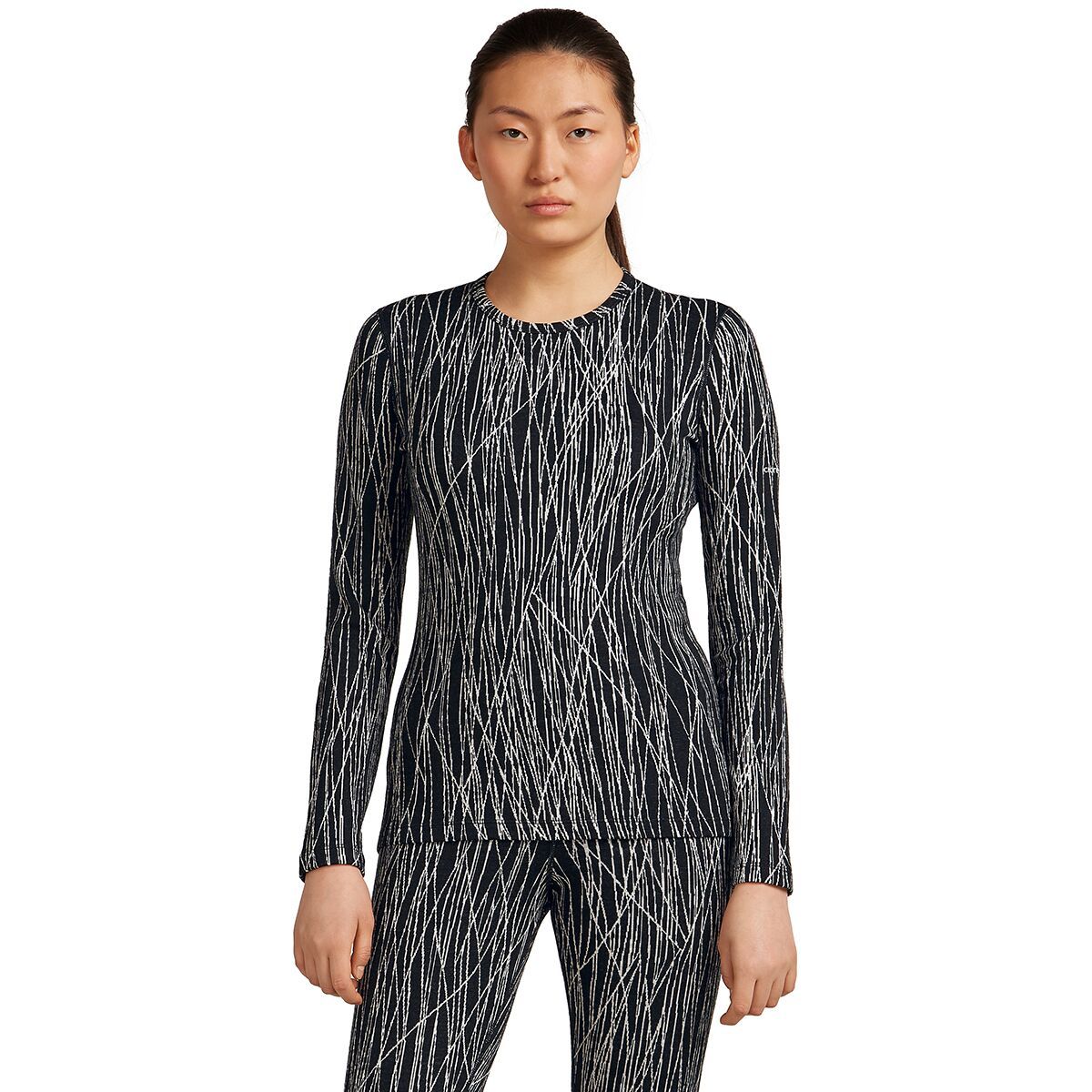 Image of Icebreaker Merino 260 Tech Vertex Long-Sleeve Crewe GRX1 - Women's Black/Snow/J, XS