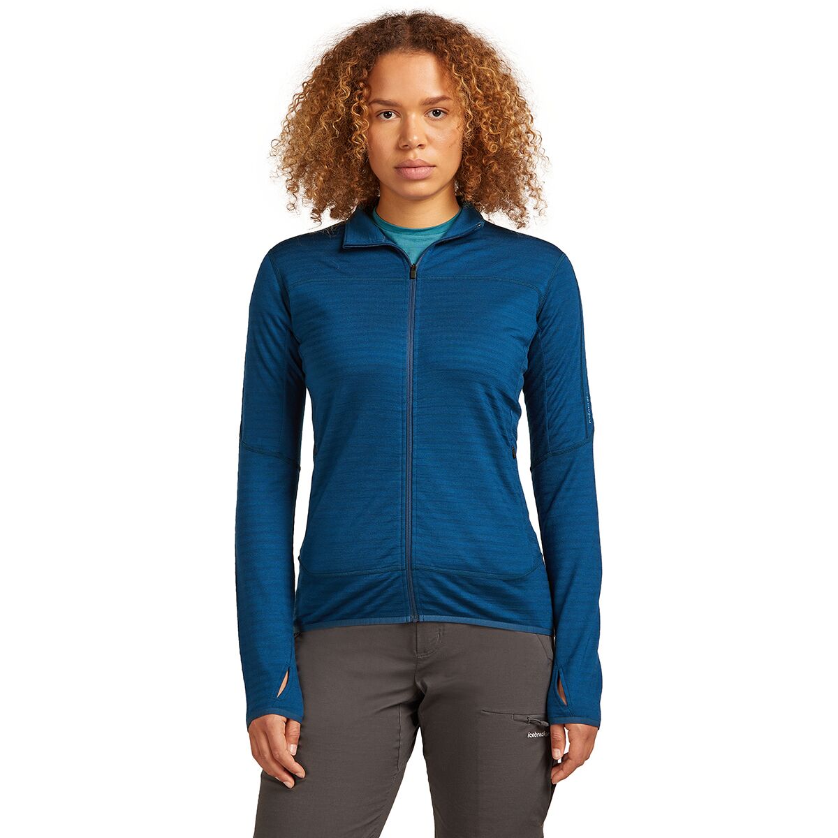 Image of Icebreaker Merino Blend 300 RealFleece Descender Zip Jacket - Women's Atlantis, XS