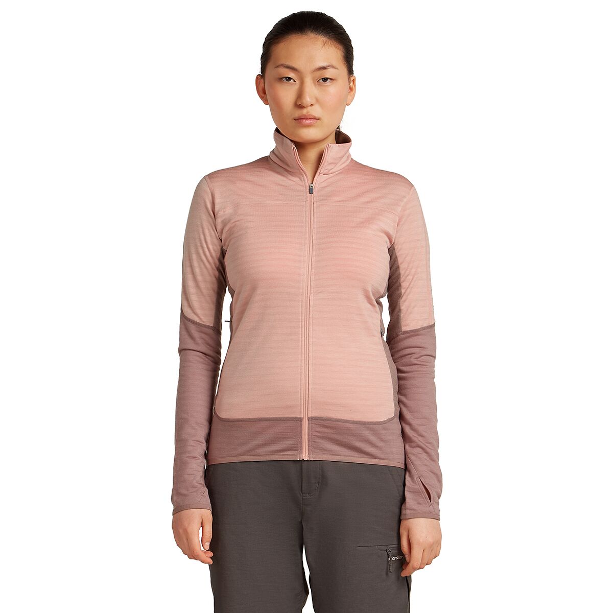 Image of Icebreaker Merino Blend 300 RealFleece Descender Zip Jacket - Women's Summit/Blush/Cb, L