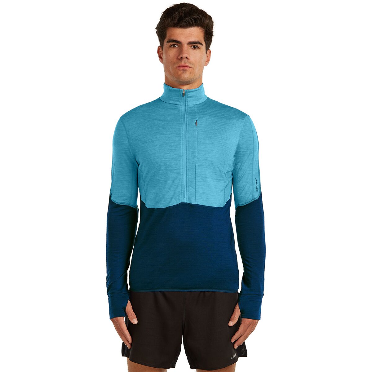 Image of Icebreaker Merino Blend 200 RealFleece Descender LS 1/2-Zip Top - Men's Arctic/Atlantis/Cb, L