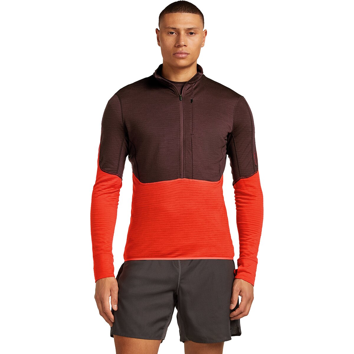 Image of Icebreaker Merino Blend 200 RealFleece Descender LS 1/2-Zip Top - Men's Java/Fervid/Cb, M