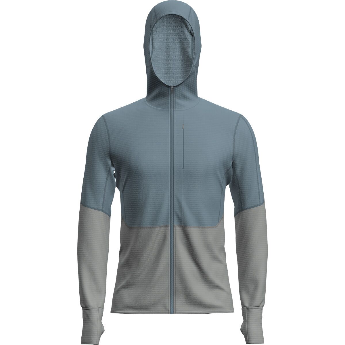 Image of Icebreaker Merino Blend 200 RealFleece Descender LS Zip Hoodie - Men's Flint Blue/Proto Grey/Cb, XL