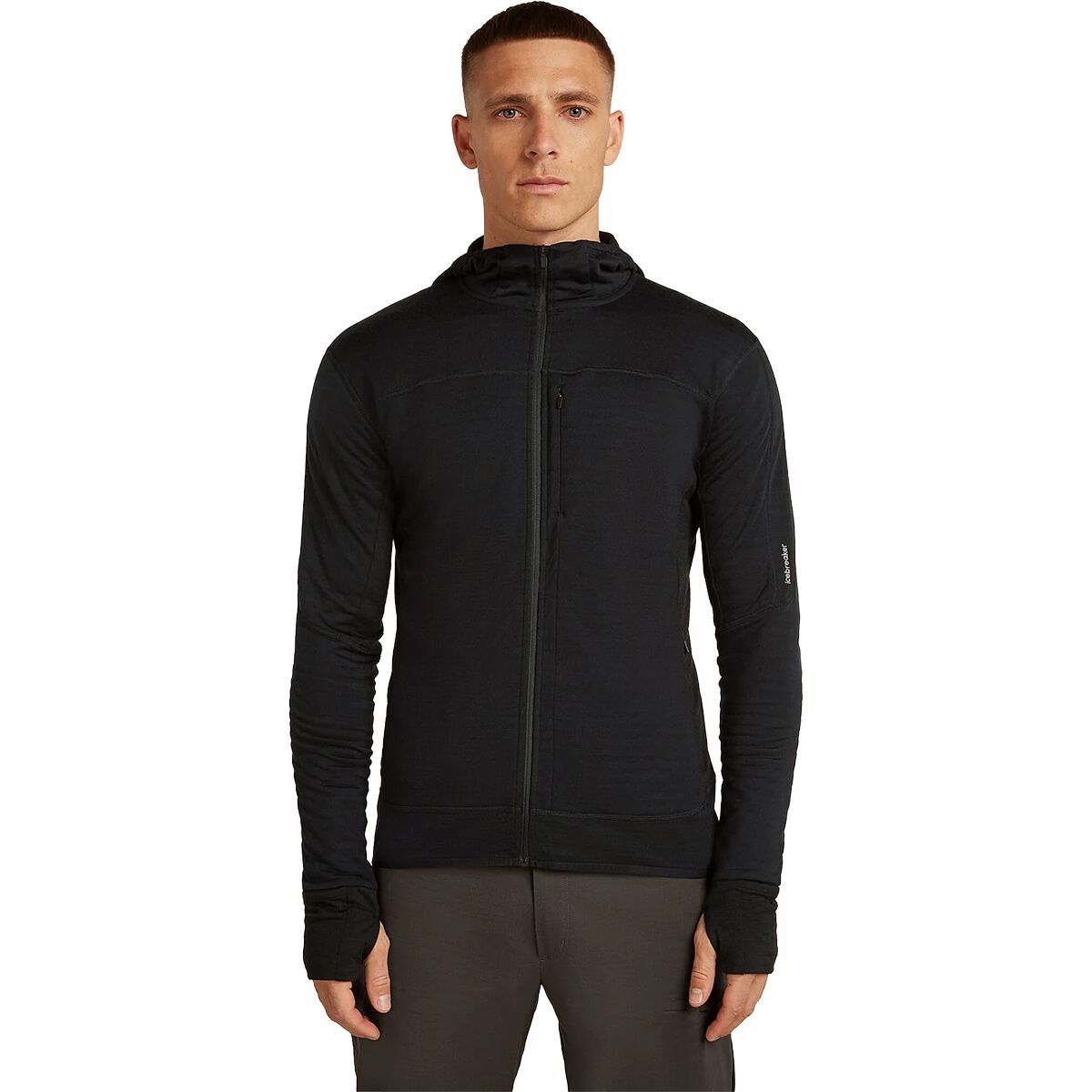Image of Icebreaker Merino Blend 300 RealFleece Descender LS Zip Top - Men's Black, XL