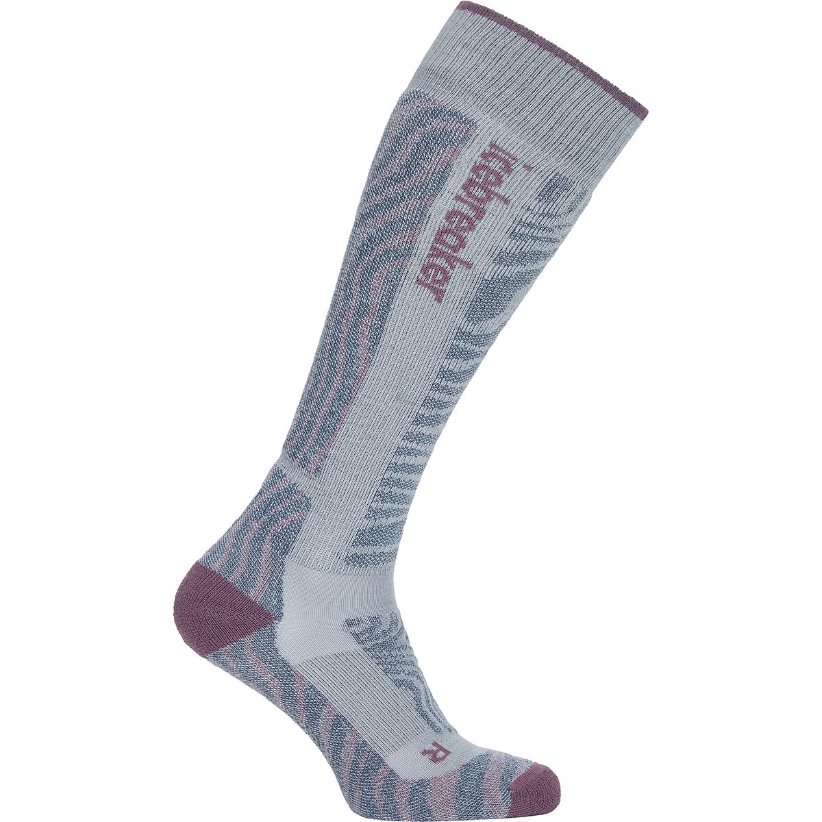 Image of Icebreaker Merino Blend Ski+ Medium OTC Mountain Contour Sock - Women's Zinc Blue/Grey Plum/Dawn, S