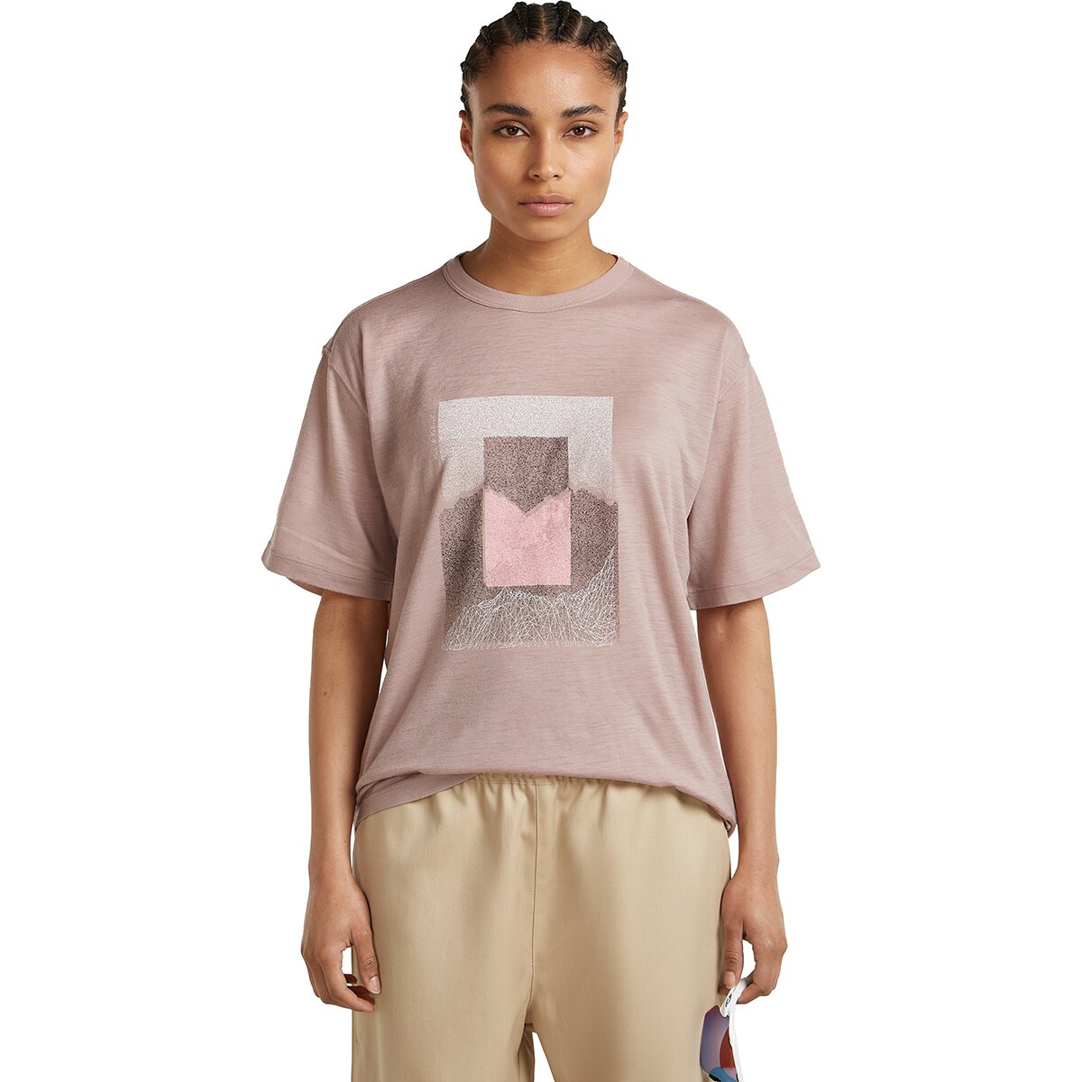Image of Icebreaker Merino 150 Tech Lite Mountain Shift Relaxed Shirt - Women's Pink Quartz, XS