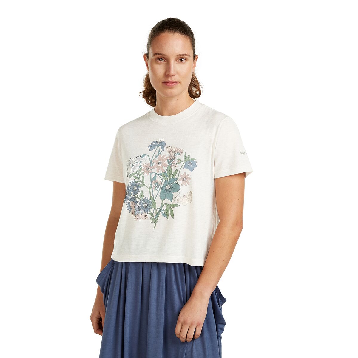 Icebreaker Icebreaker Merino 150 Tech Lite NZ Flora Crop T-Shirt - Women's Ecru Hthr, S