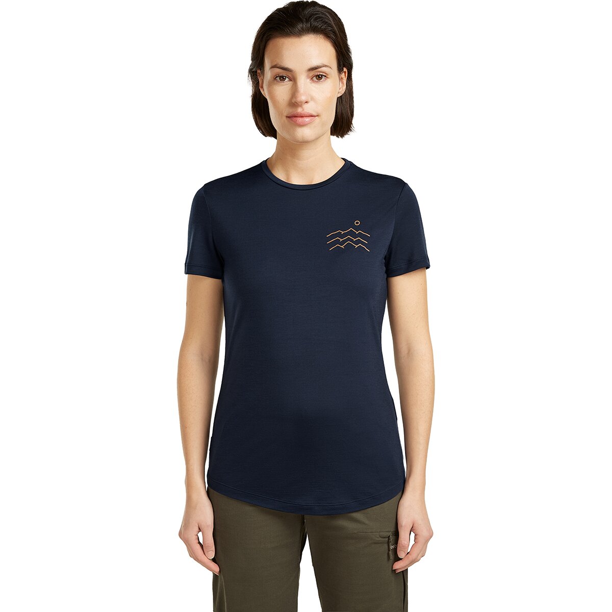 Image of Icebreaker Merino Blend 125 Cool-Lite Sphere Across Peaks Top - Women's Midnight Navy, M
