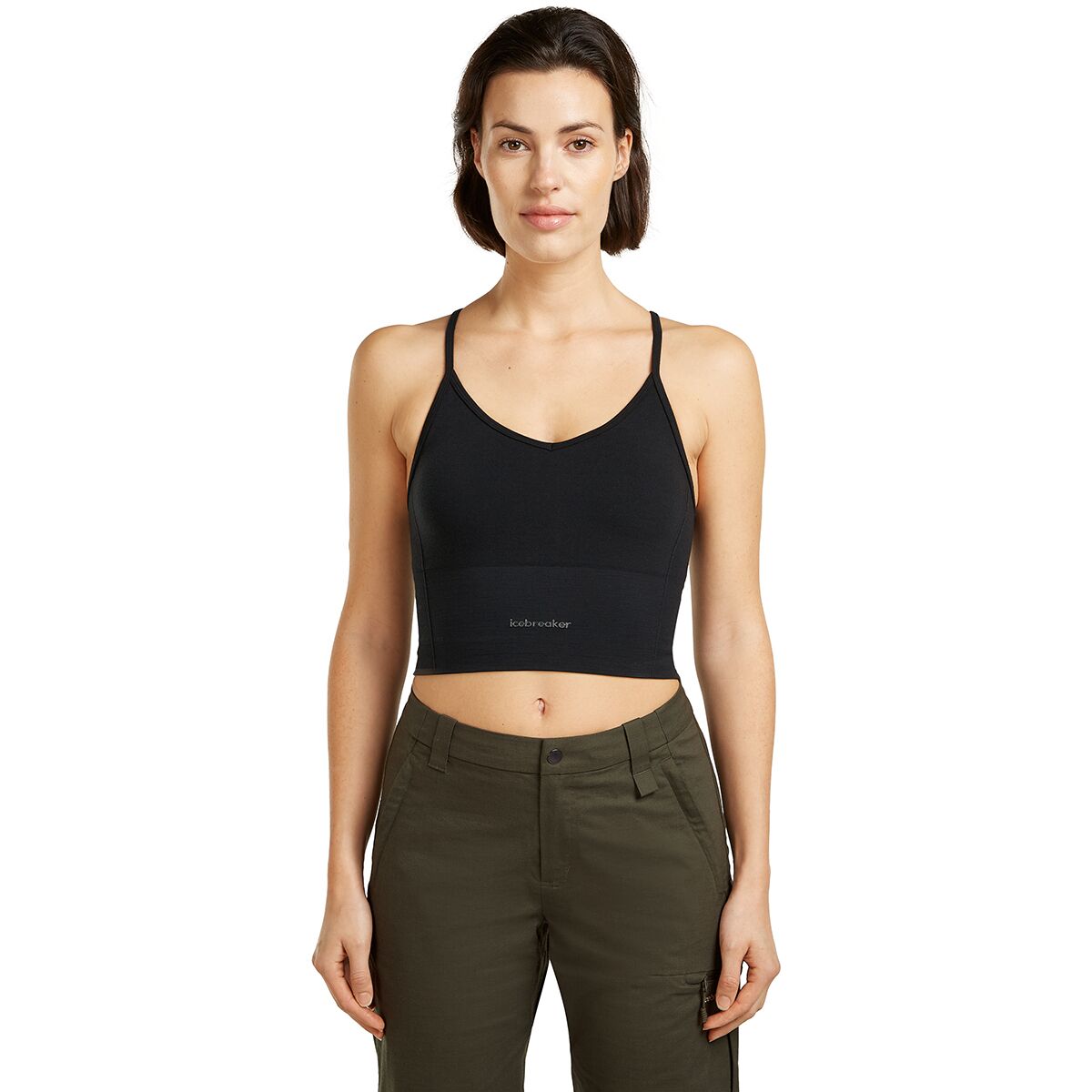 Image of Icebreaker Merino Blend 260 Seamless Rib Strappy Tank Top - Women's Black, L