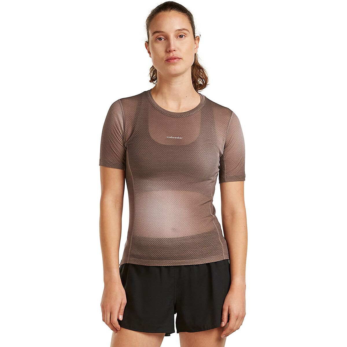 Image of Icebreaker Merino Blend 75 Cool-Lite Featherlight Crewe - Women's Porcini/Pink Quartz/AOP, M
