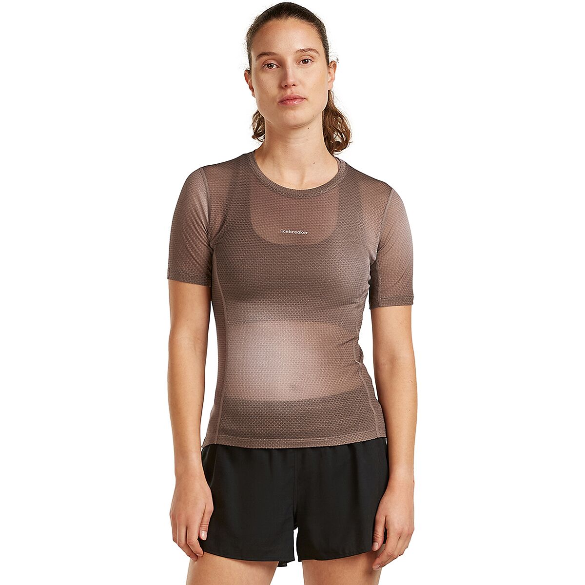 Image of Icebreaker Merino Blend 75 Cool-Lite Featherlight Crewe - Women's Porcini/Pink Quartz/AOP, S