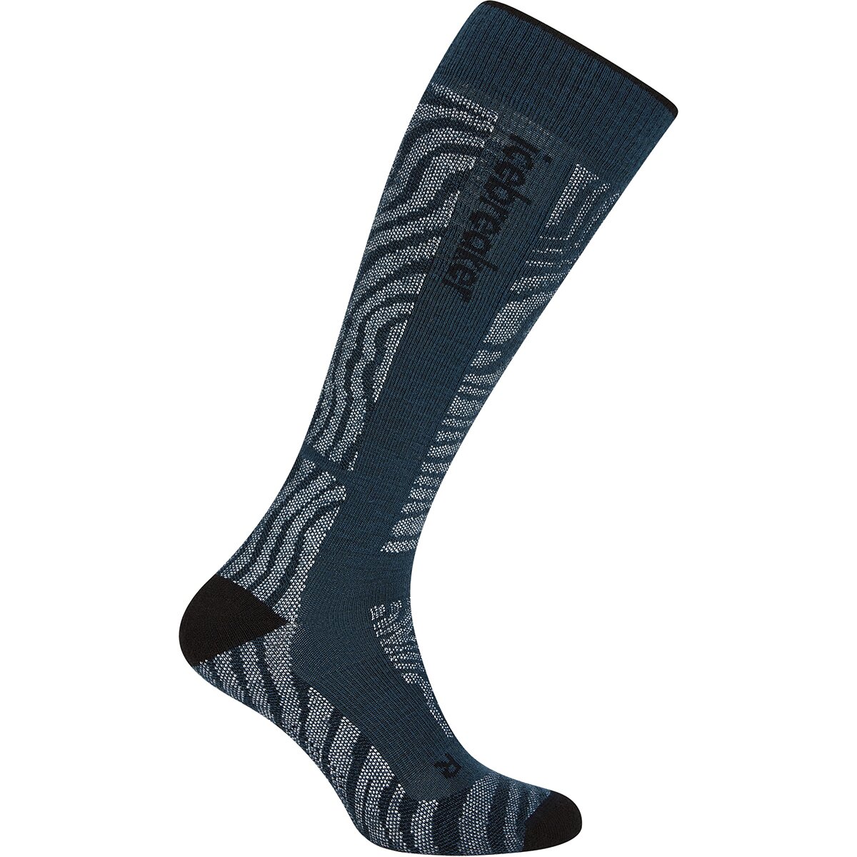 Image of Icebreaker Merino Blend Ski+ Medium OTC Mountain Contour Sock - Men's Abyss/Black/Snow, L