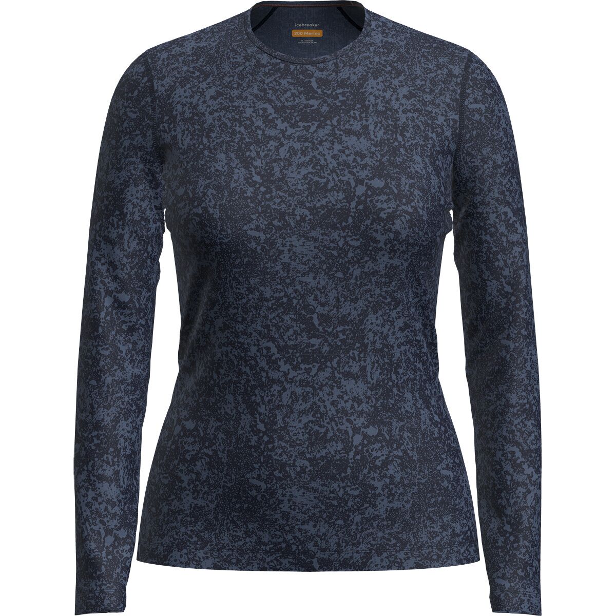 Image of Icebreaker 200 Oasis Moss Bloom AOP Long-Sleeve Crewe Top - Women's Midnight Navy/Dawn/AOP, L