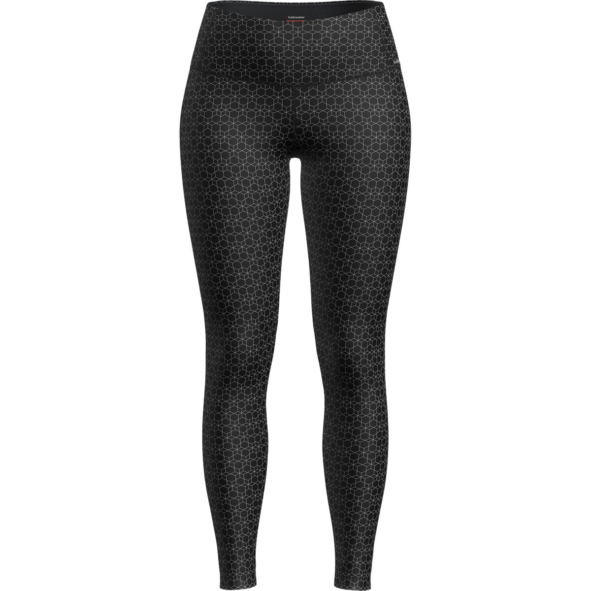 Image of Icebreaker 260 Oasis Vertex High Rise Alpine Geo Legging - Women's Black/Snow/J, S