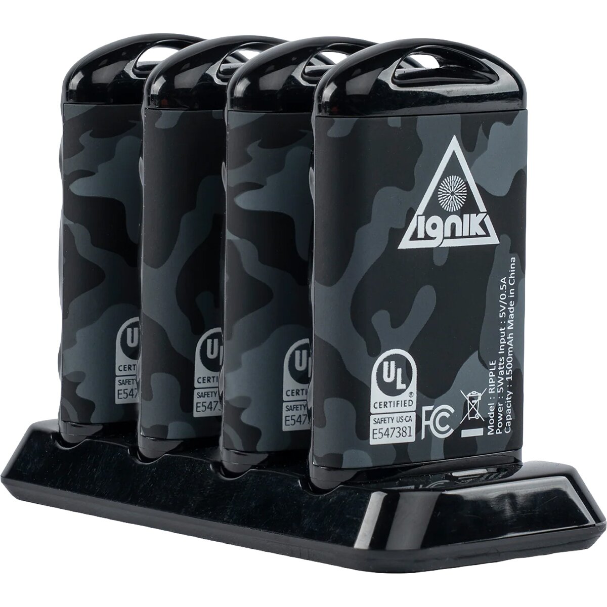 Image of Ignik Outdoors Ripple Rechargeable Hand Warmers - 4-Pack Black, One Size