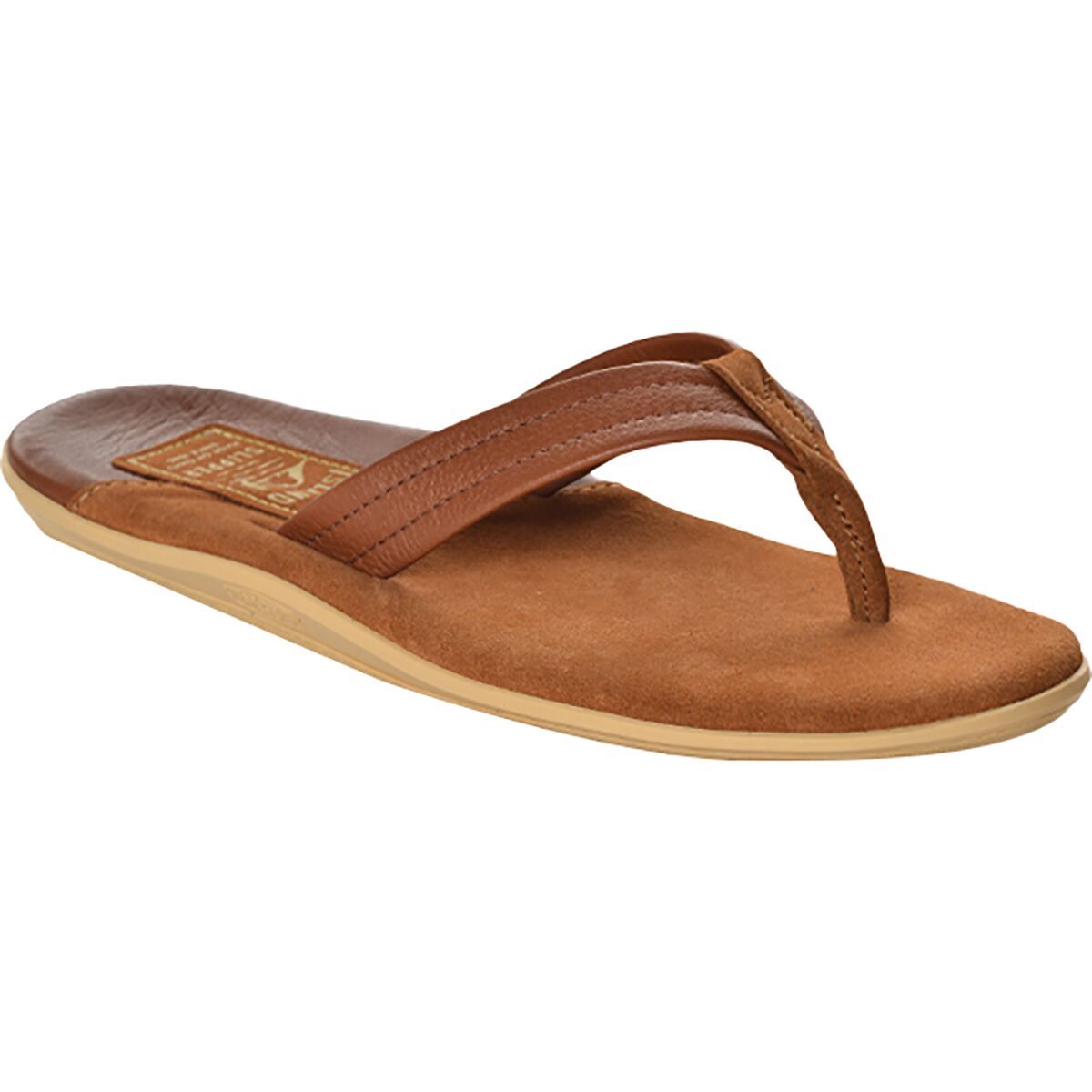 Island Slipper Classic Two Tone Leather Suede Flip Flop Peanut, Mens 9.0/Womens 10.0