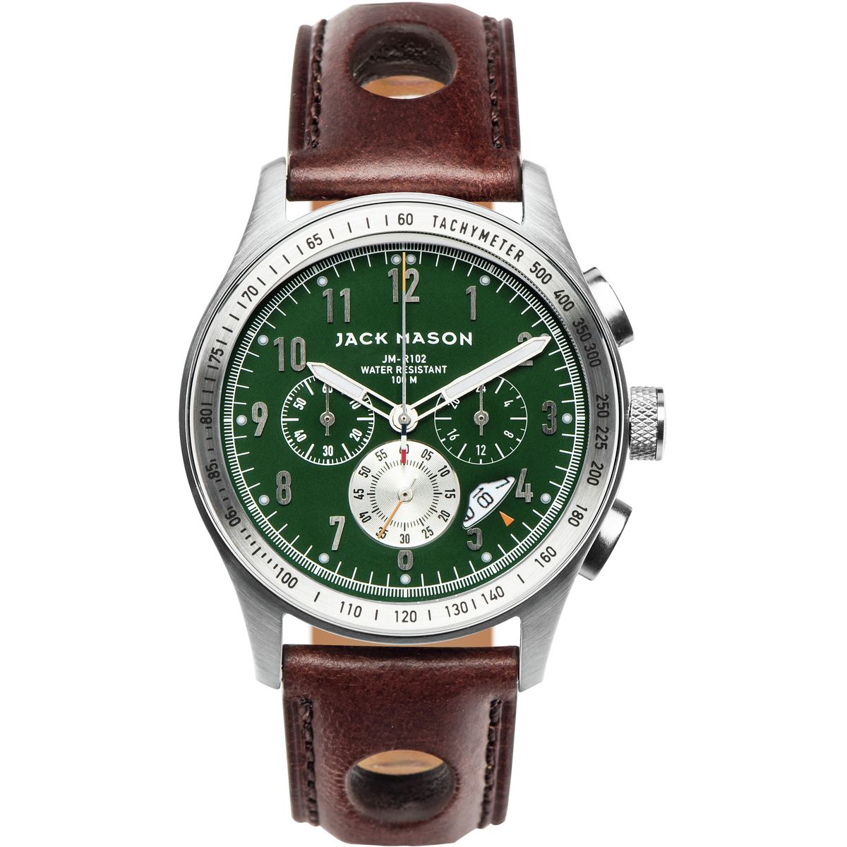 Jack Mason R102 Racing Collection Stainless Steel Leather 