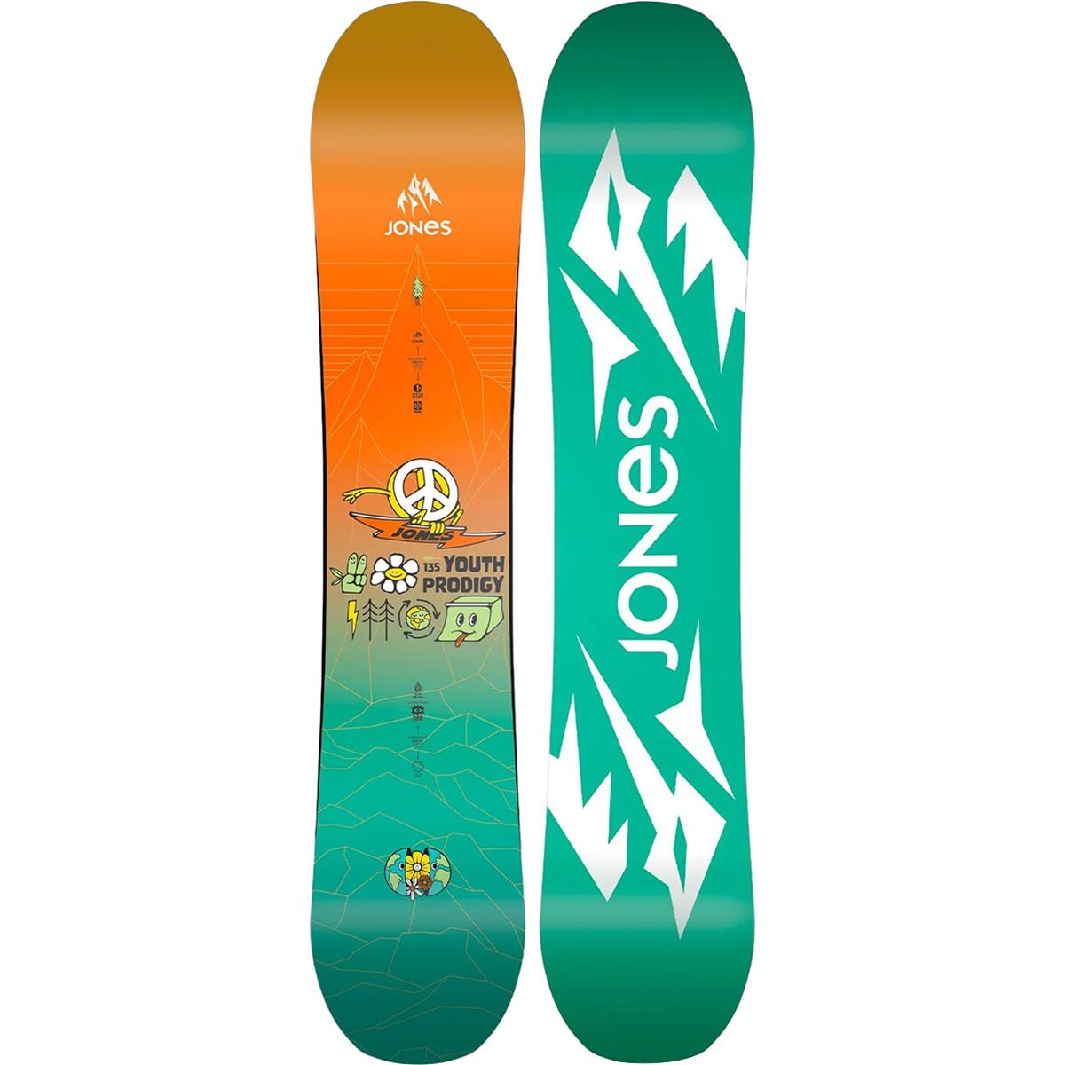 Image of Jones Snowboards Prodigy Snowboard - 2027 - Kids' Orange/Teal, 145cm