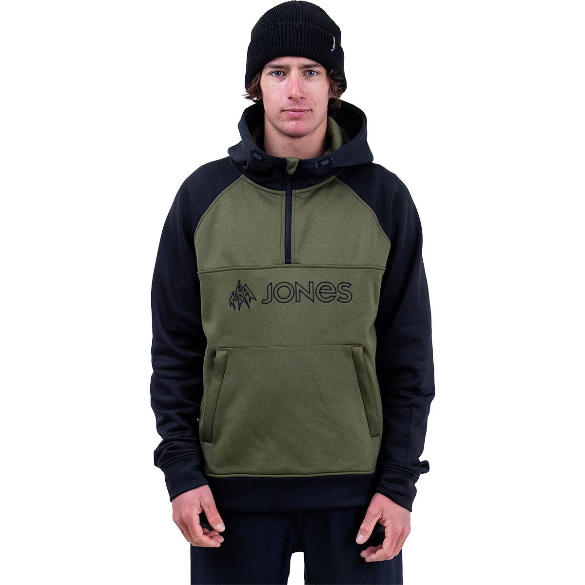 Image of Jones Snowboards Recycled Riding Fleece Hoodie - Men's Moss Green, XL
