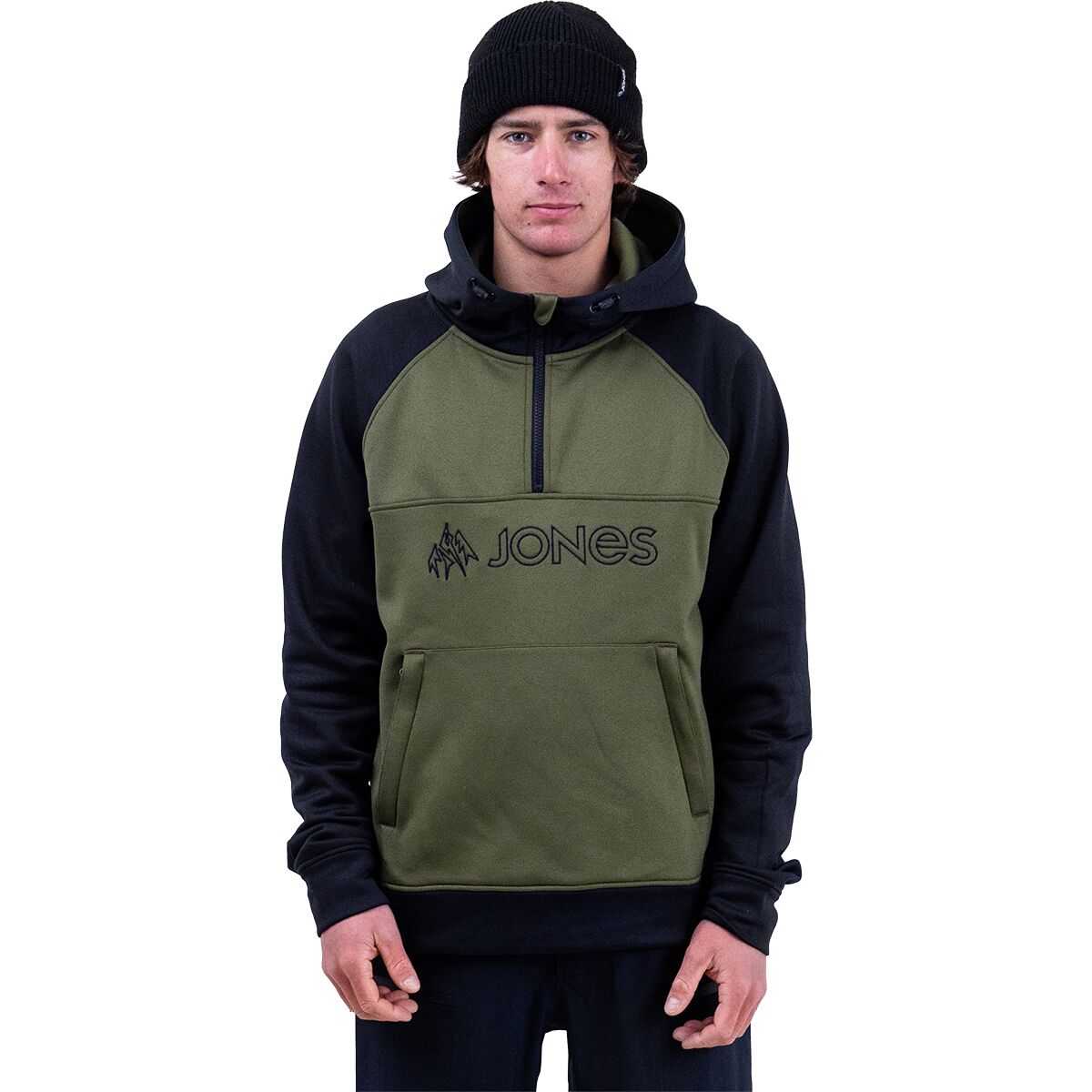 Image of Jones Snowboards Recycled Riding Fleece Hoodie - Men's Moss Green, M