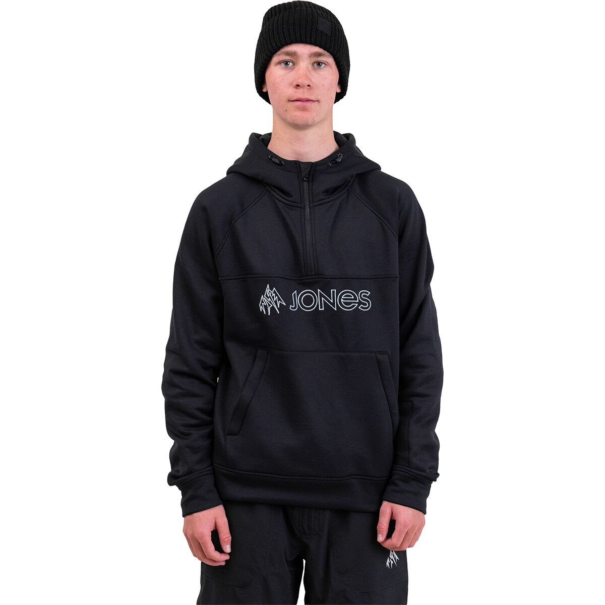 Image of Jones Snowboards Recycled Riding Fleece Hoodie - Men's Stealth Black, M