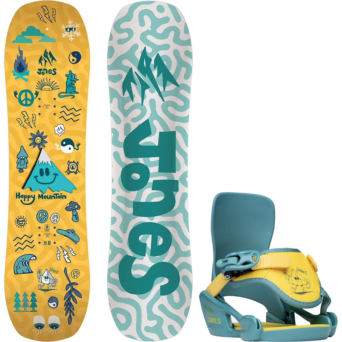 Image of Jones Snowboards Happy Mountain Package - 2027 - Kids' Yellow, 90cm