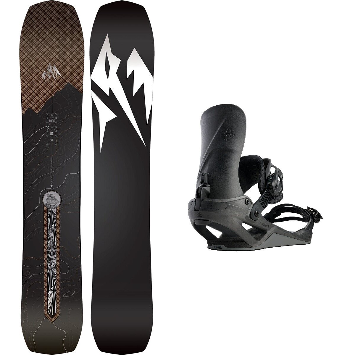 Jones Snowboards Jones Snowboards Flagship PRO w/ Zenith FASE Snowboard Bundle Black,Black Carbon, 162cm wide,M - $1295.91 at Backcountry.com