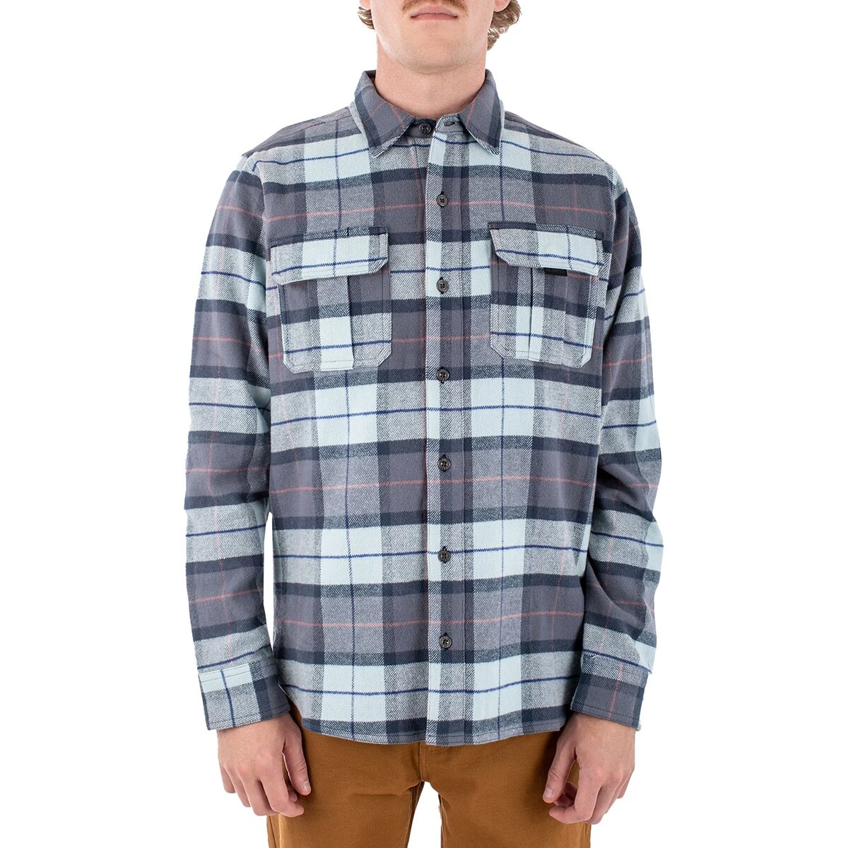 Image of Jetty Arbor Flannel Shirt - Men's Light Blue, S