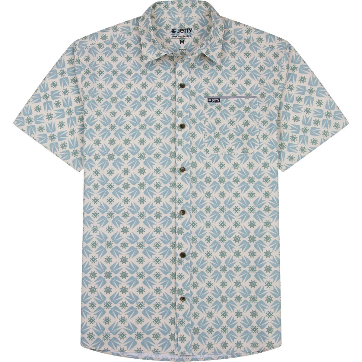 Image of Jetty Garwood Woven Short-Sleeve Shirt - Men's Light Blue, L