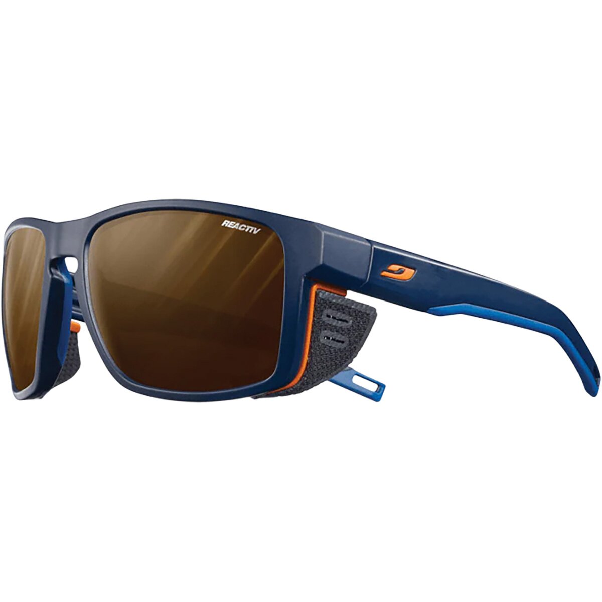 Image of Julbo Shield REACTIV Polarized Sunglasses Blue/Blue/Orange-Brown, One Size