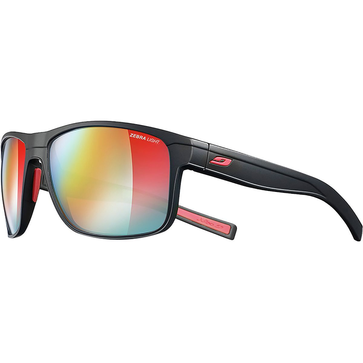 Image of Julbo Renegade REACTIV Sunglasses Black/Red-Light Fire Yellow/Brown, One Size