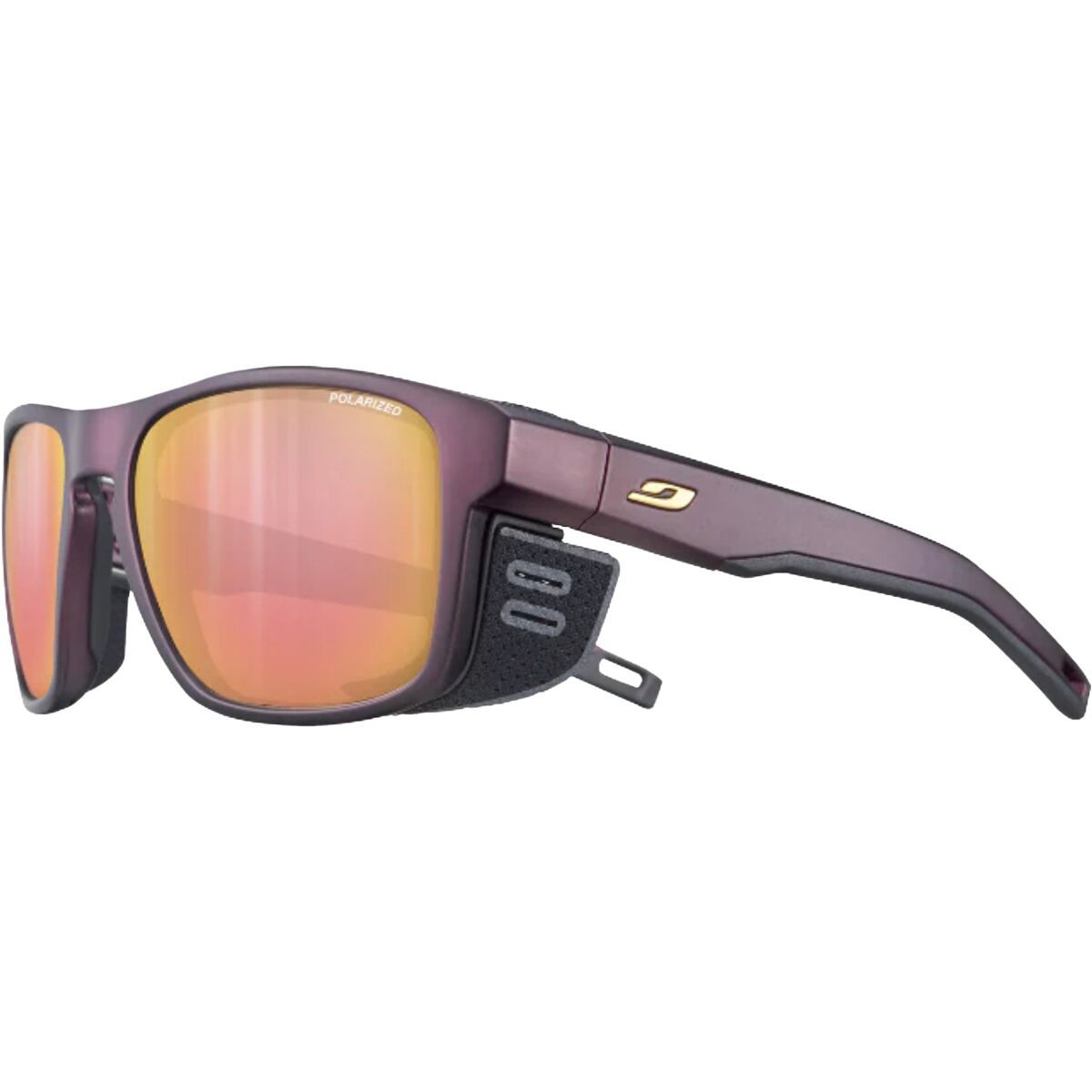 Image of Julbo Shield M Polarized Sunglasses Burgundy/Gold/Spectron 3 Polarized, One Size