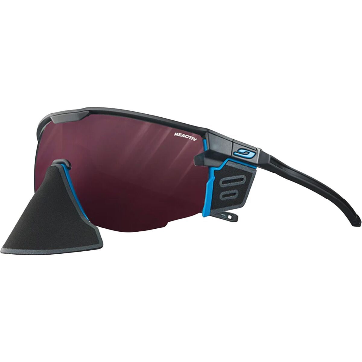 Image of Julbo Ultimate Cover Sunglasses Black/Blue/REACTIV 0-4 High Contrast, One Size