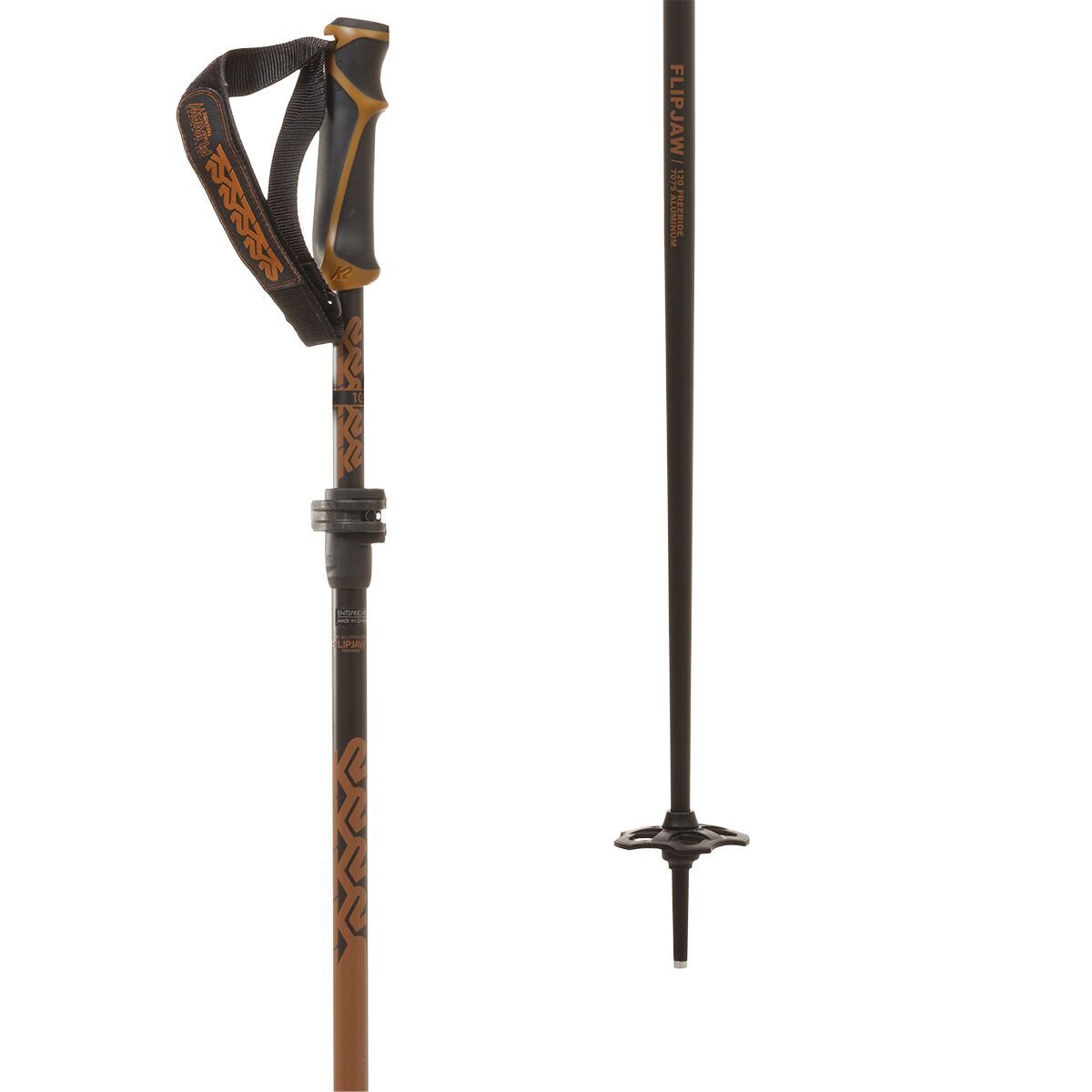 K2 FlipJaw Freeride Adjustable Ski Poles Brown, 120