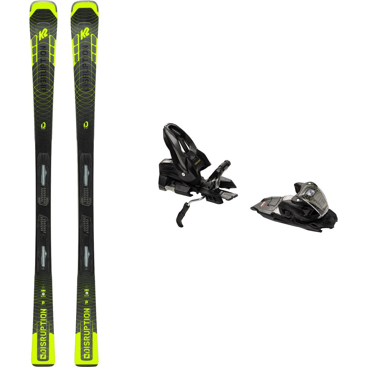 Image of K2 Disruption SC Ski w/ M3 11 Quikclik Binding - 2022 One Color/Black/ Yellow, 162cm, One Size