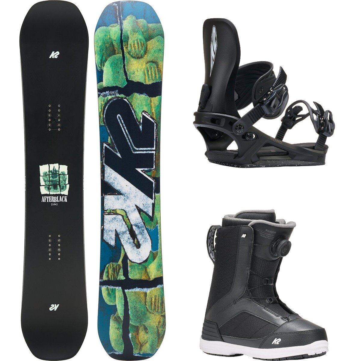 Image of K2 Afterblack w/ Raider Boa + Bond Snowboard Package OneCol,Black,Black, 157cm,L,11