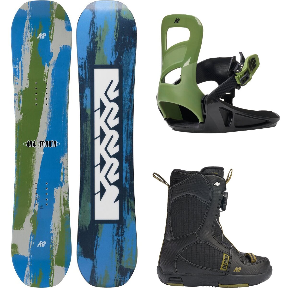 Image of K2 Lil Mini Snowboard Package - Kids' OneCol,Green,Black, 120cm,XS,4