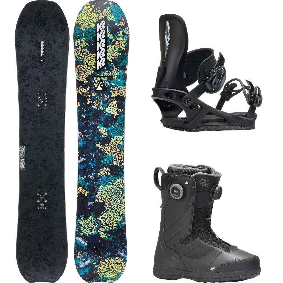 K2 K2 Passport w/ Maysis Boa + Bond Snowboard Package OneCol,Black,Black, 151cm,L,11.5