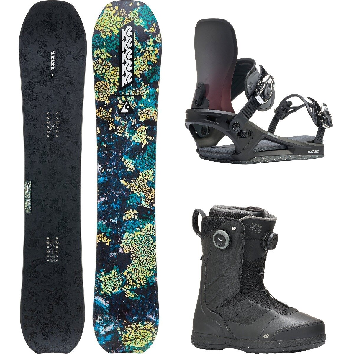 Image of K2 Passport w/ Maysis Boa + Bond Snowboard Package OneCol,Big Buck,Black, 159cm Wide,L,11.5