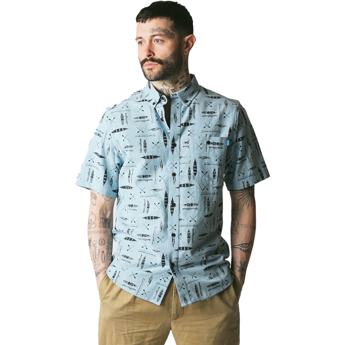 Hutspah Mens Vintage Casual Button Down Shirt Short Sleeve