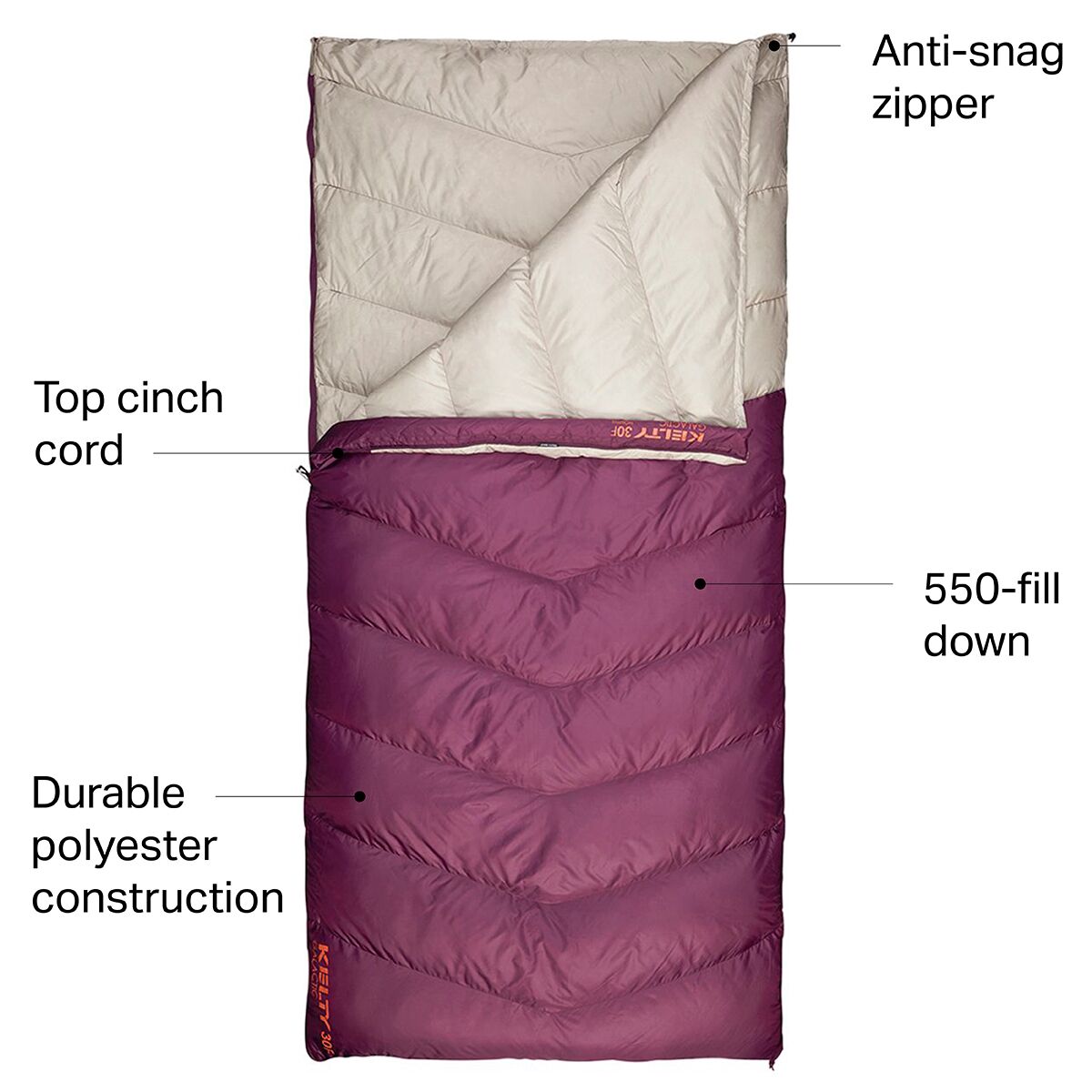Kelty 寝袋 25°F 紫色 Kelty Galactic 30 Sleeping Bag: 30F Down - Women's - Hike & Camp