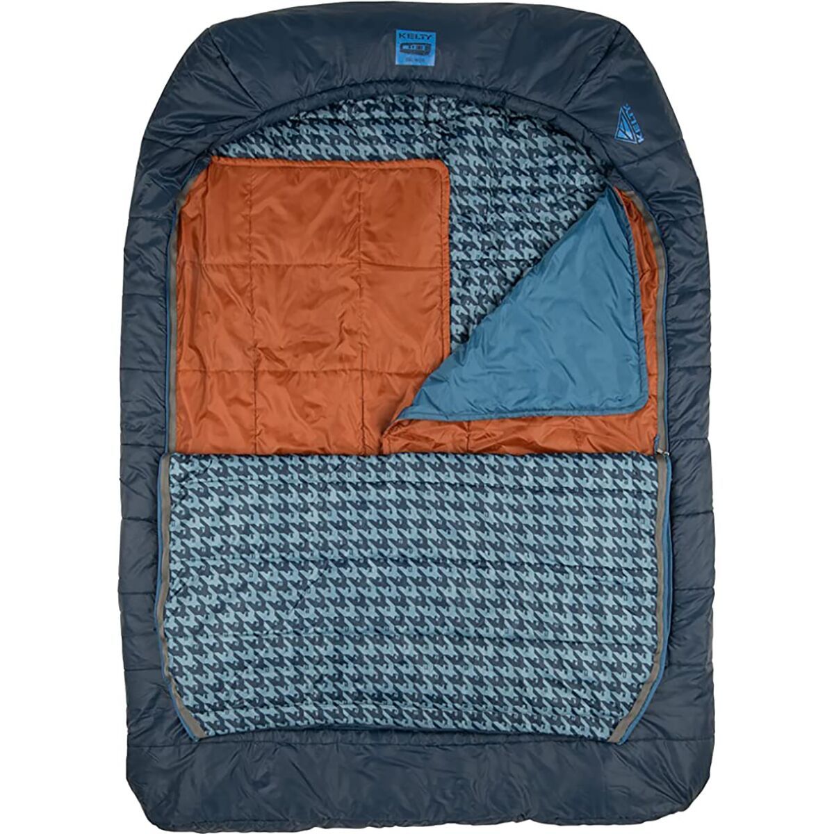 Kelty Tru.Comfort Doublewide Sleeping Bag: 20F Synthetic Pageant Blue/Cathay Spice