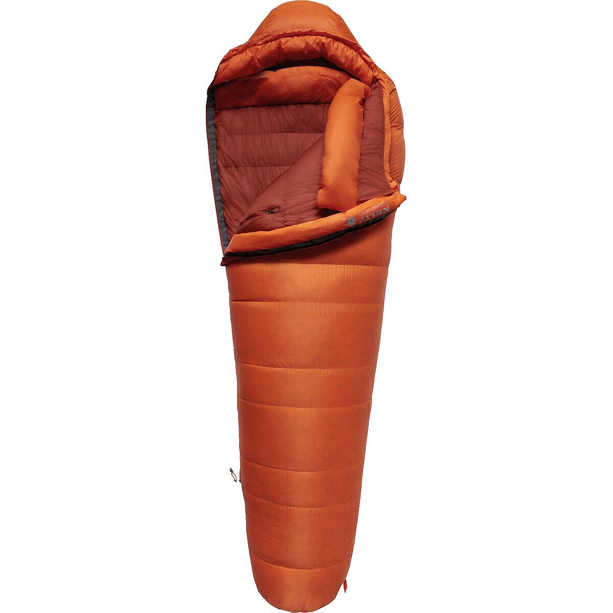 Kelty Kelty Cosmic Ultra 800 DriDown Sleeping Bag: 0F Down Mandarine Red/Red Ochre, Reg/Right Zip