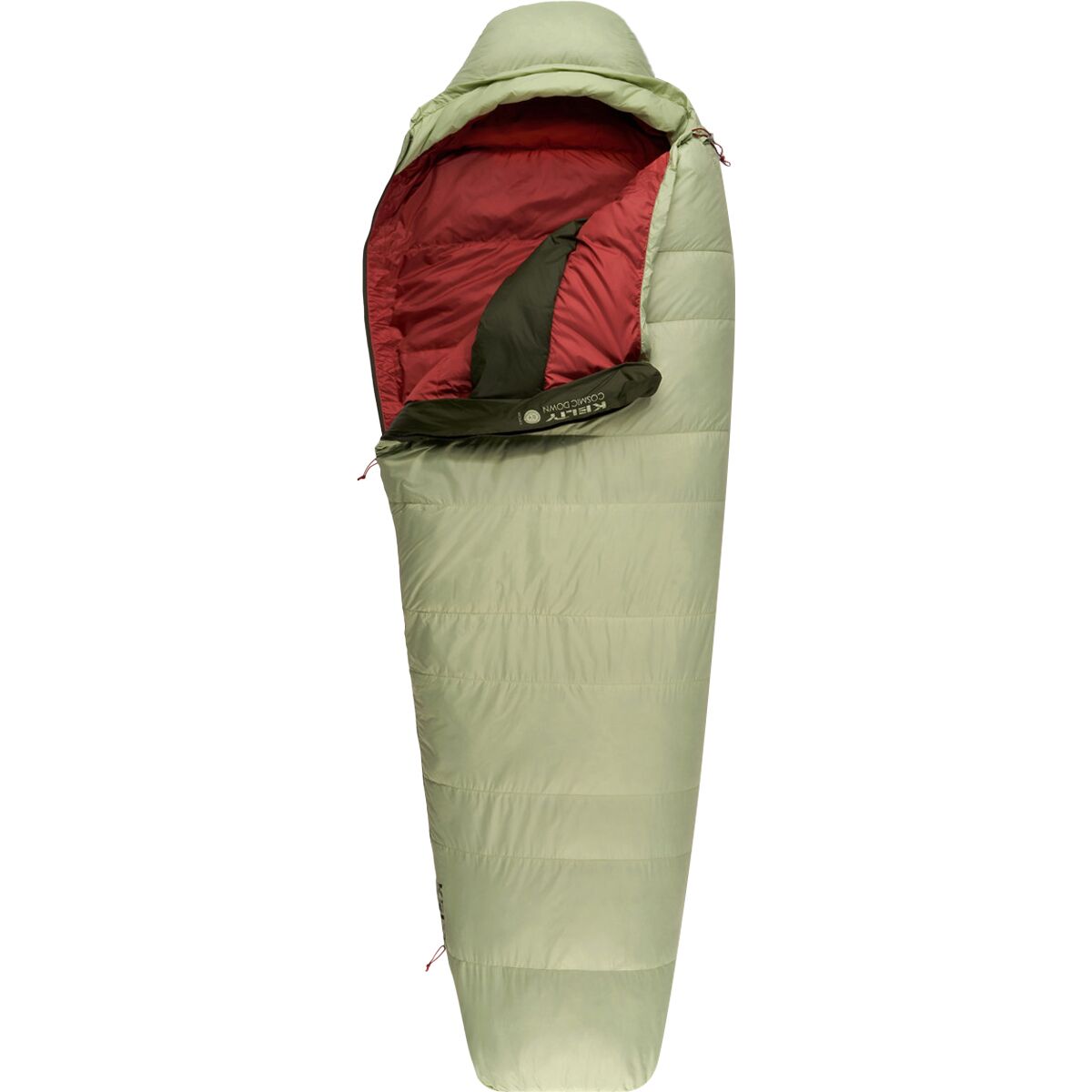 Image of Kelty Cosmic 20 Sleeping Bag: 20F Down - Women's Laurel Green/Duffel Bag/Tandoori Spice, Reg/Right Zip