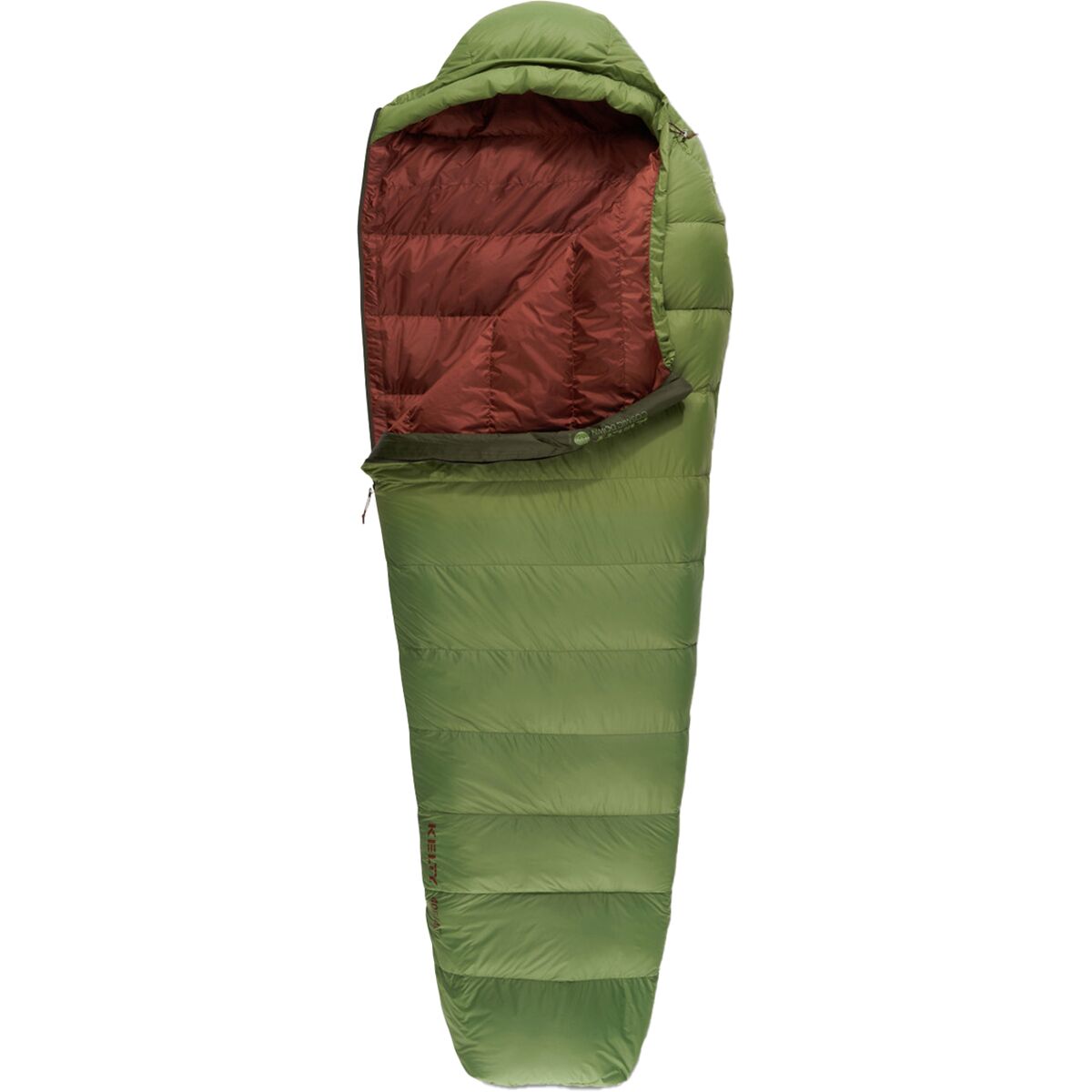 Image of Kelty Cosmic 40 Sleeping Bag: 40F Down Dill/Duffel Bag/Cherry Mahogany, Long/Right Zip