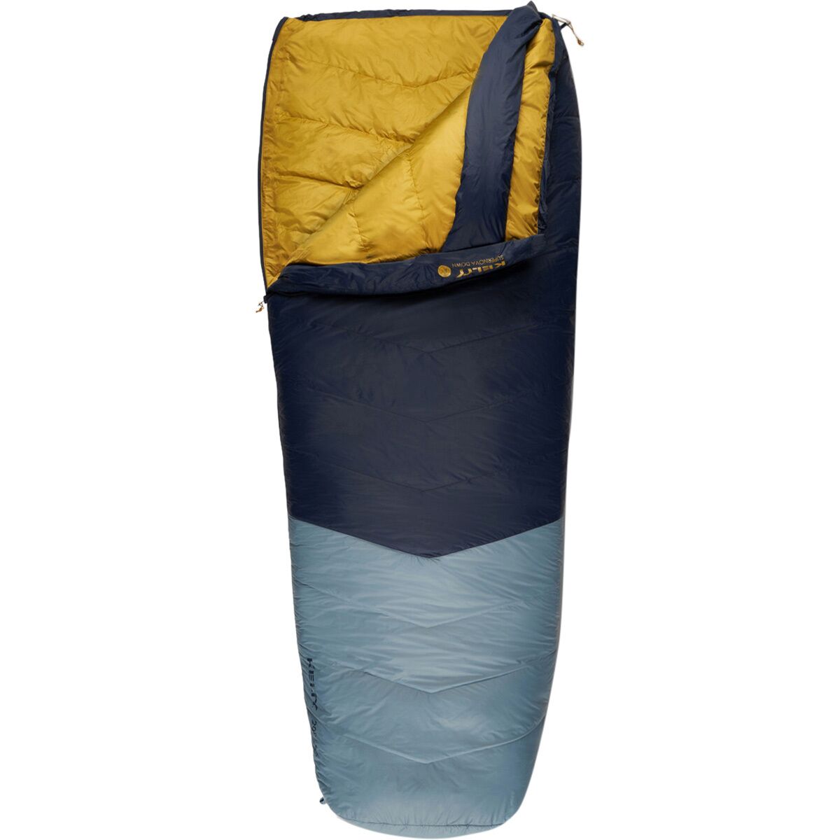 Image of Kelty Supernova 20 Sleeping Bag: 20F Down Pageant Blue/Windward Blue/Olive Oil, Long/Right Zip